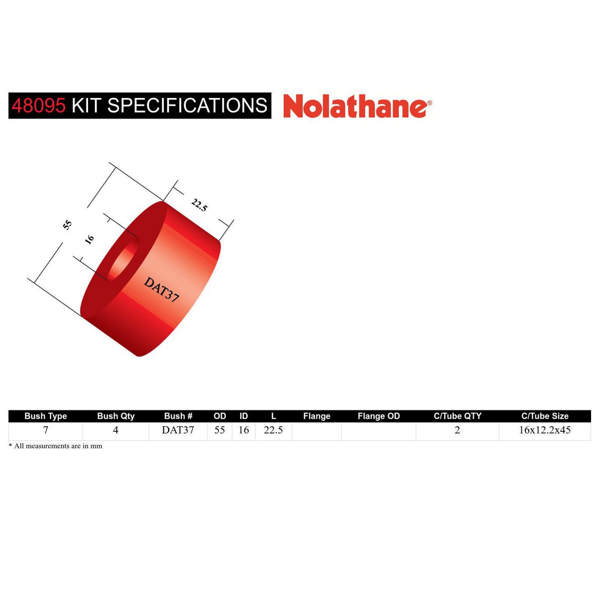 Nolathane Strut Rod To Chassis Bush Kit 48095