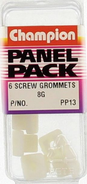Champion Screw Grommet White 4.2mm Screw Size 8.3×8.3mm Hole 6Pk PP13
