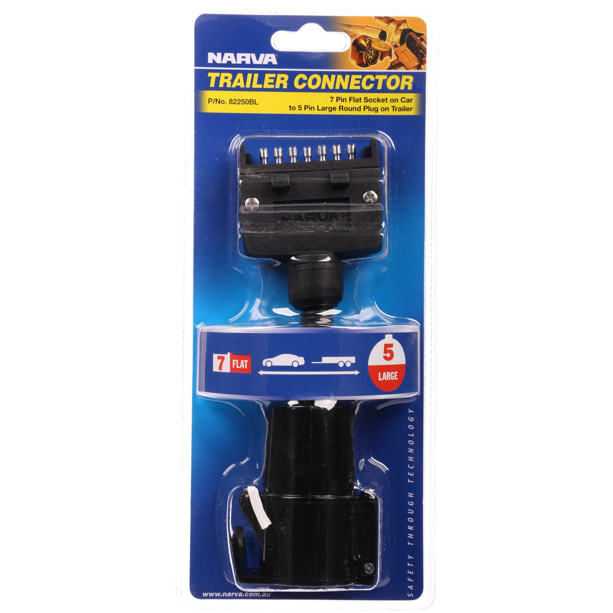 Narva Trailer Adapter Flat to Large Round 82250BL