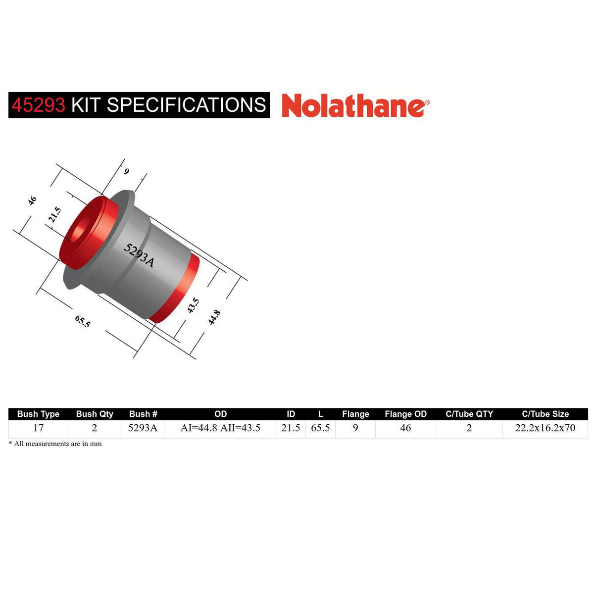 Nolathane Control Arm Bush Kit 45293