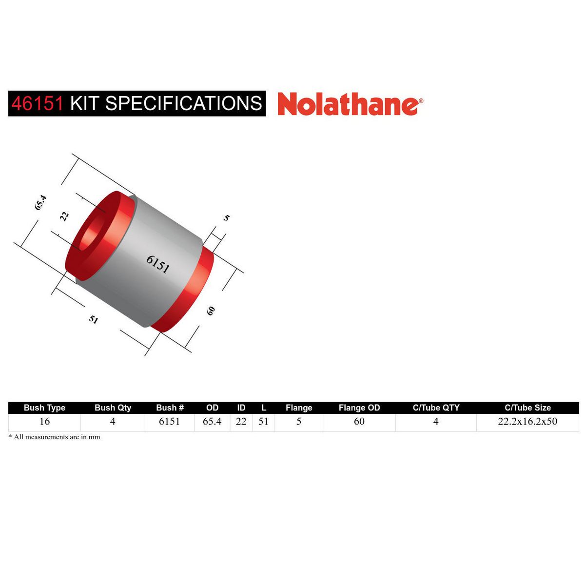 Nolathane Leading Arm Bush Kit 46151
