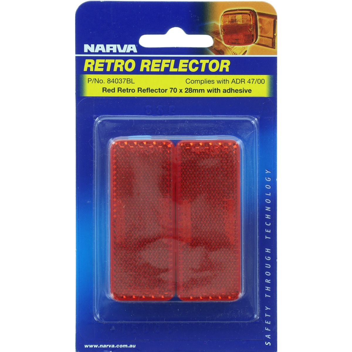 Narva Reflector 70mmx28mm Red Self Adhesive 84037BL