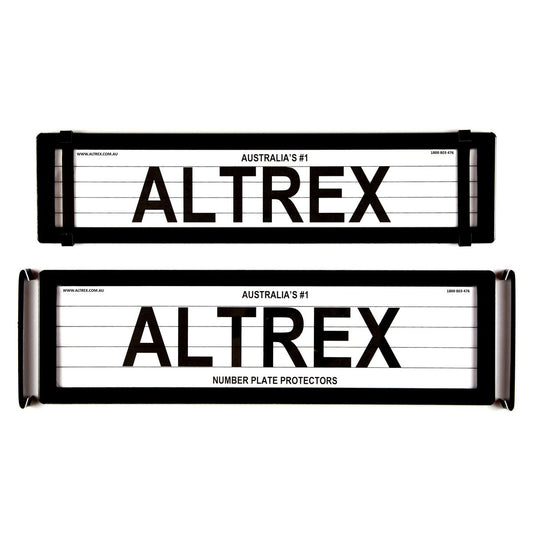 Altrex Number Plate Covers Black With Lines Premium Combination Metal Clips