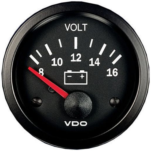 VDO Voltmeter Gauge Analogue 8-16V Range 12V 52mm Round 332010004