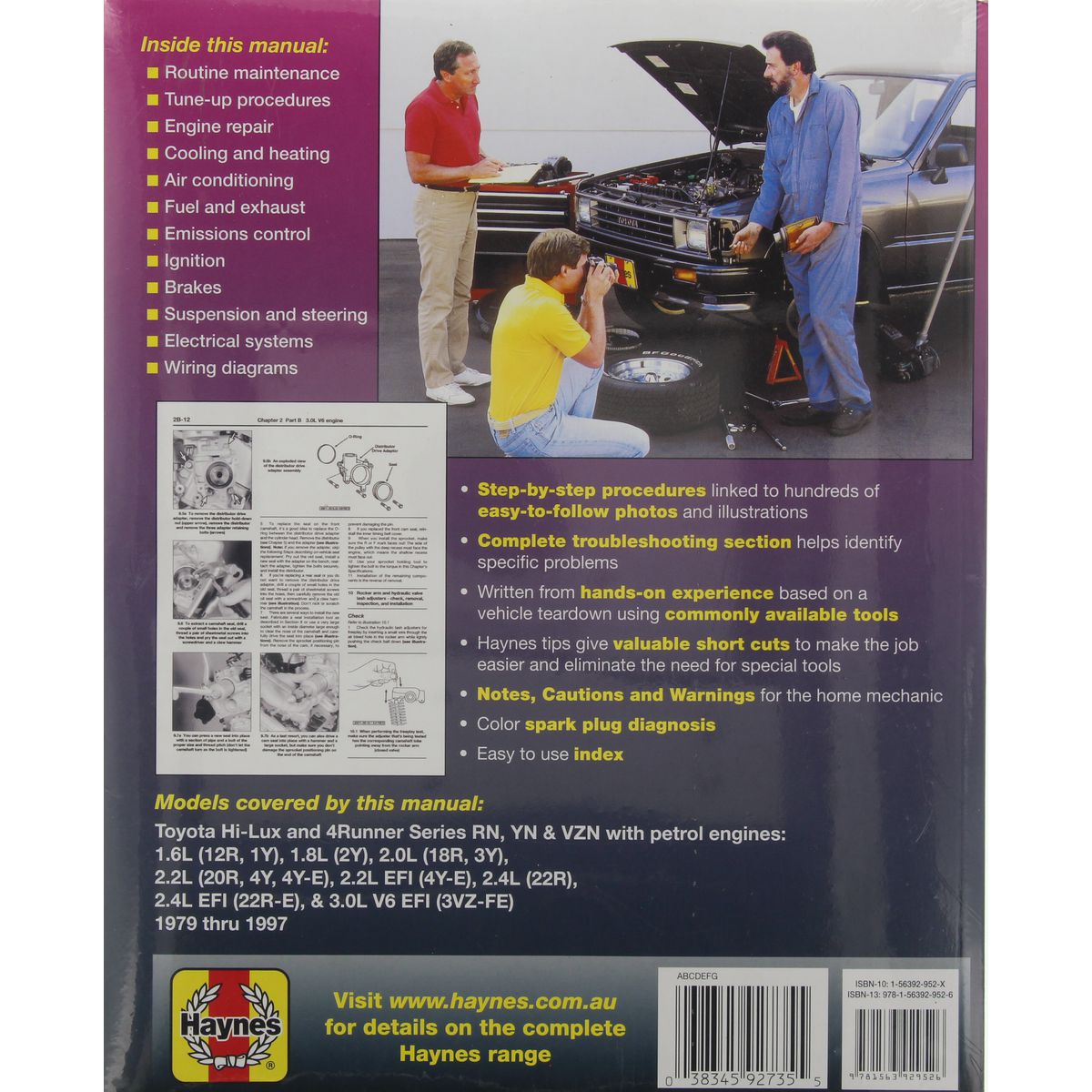 Haynes Repair Manual Suits Toyota Hi Lux 4x4 & 4x2 Petrol & Toyota Runner Petrol 79-97 92735