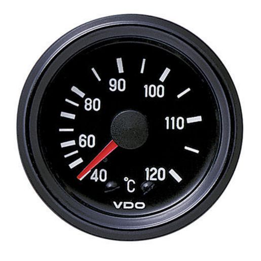 VDO Water Temperature Gauge Mechanical 40-120deg C 400mm Tube Length 52mm Round 180077021