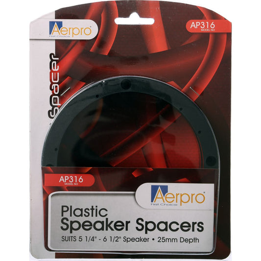 Aerpro Speaker Spacers 5.25""-6.5"" Plastic Pair Black Pre-Drilled AP316