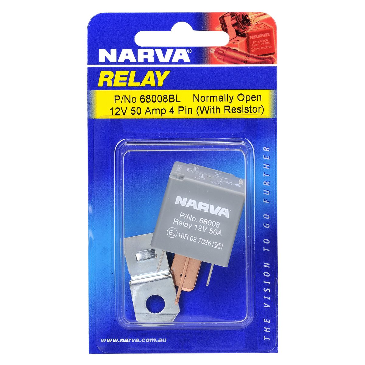 Narva Relay Normally Open With Resistor 12V 4 Pin 50A 68008BL