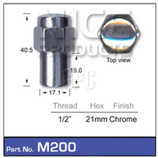 NICE Mag Wheel Nut 1/2"" Medium Shank M200