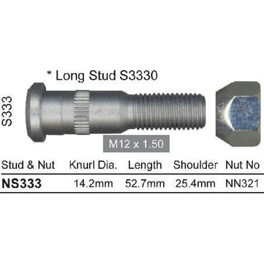 NICE Wheel Stud & Nut M12x1.50 52.1mm NS333