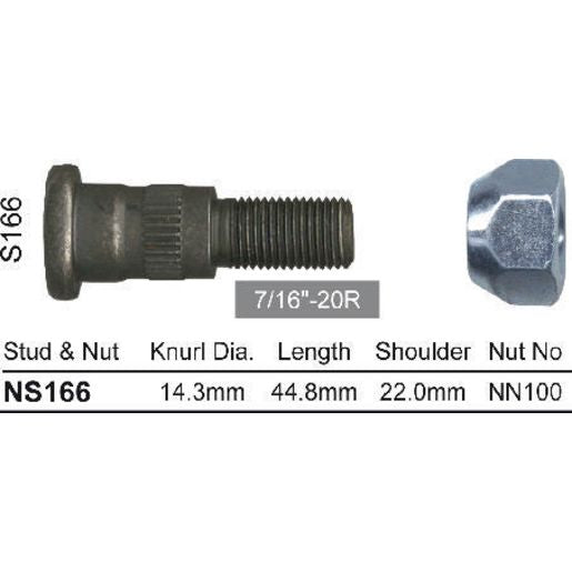NICE Wheel Stud & Nut 7/16"" 44.8mm NS166