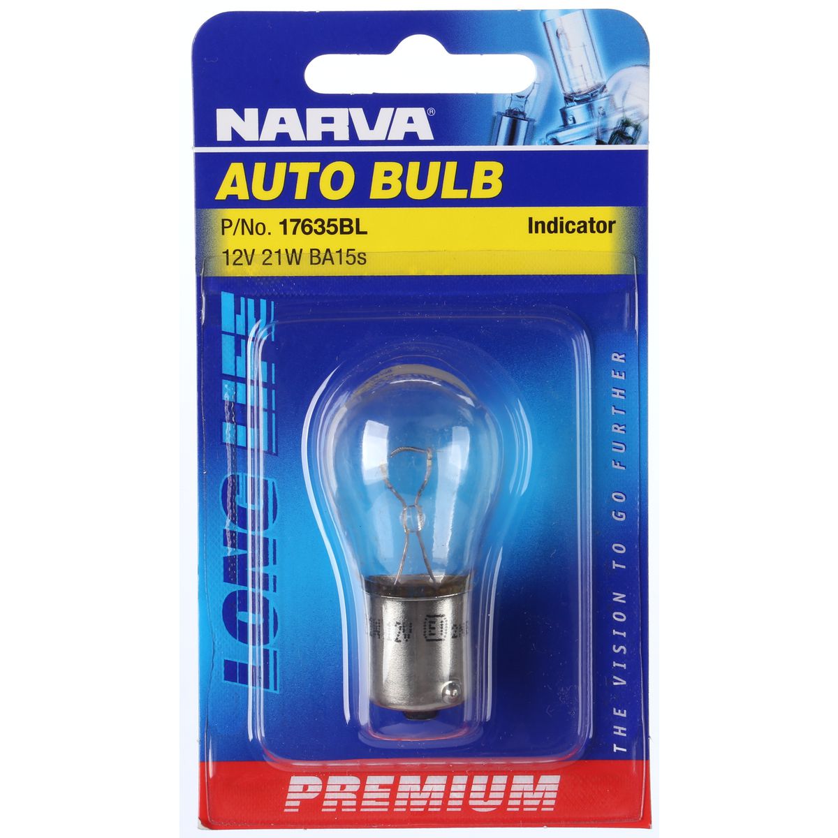 Narva Globe Premium Incandescent BA15S P21W 12V 21W Blister Pack 17635BL
