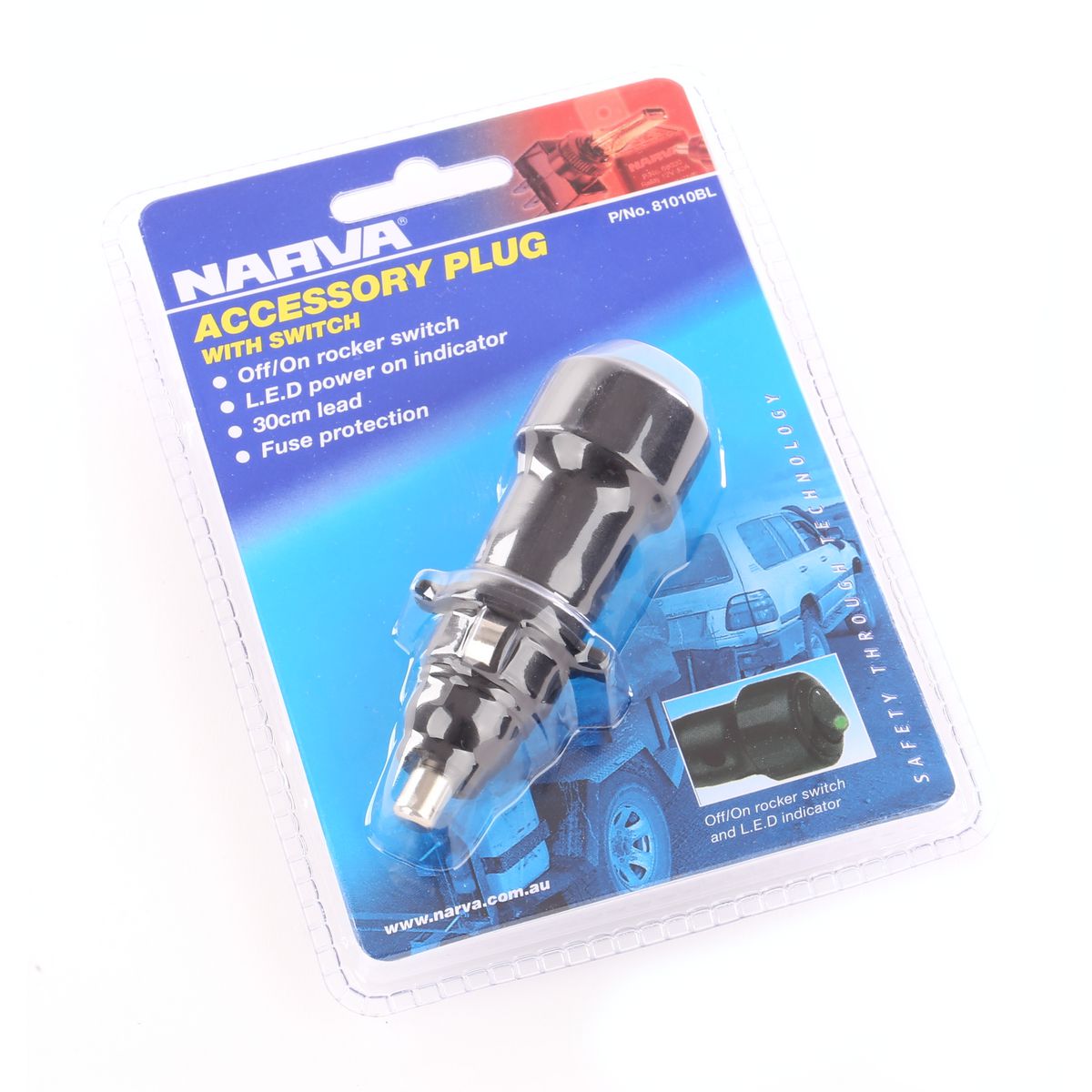 Narva Cigarette Lighter Plug With Rocker On/Off 81010BL