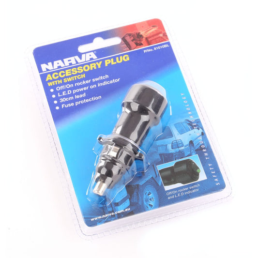 Narva Cigarette Lighter Plug With Rocker On/Off 81010BL