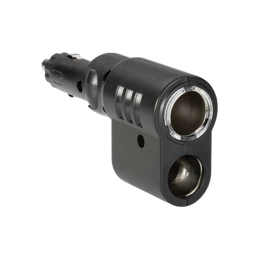 Narva Cigarette Lighter Plug with Adjustable Twin Accesory Sockets and Lighter Fixture 12V 81044BL