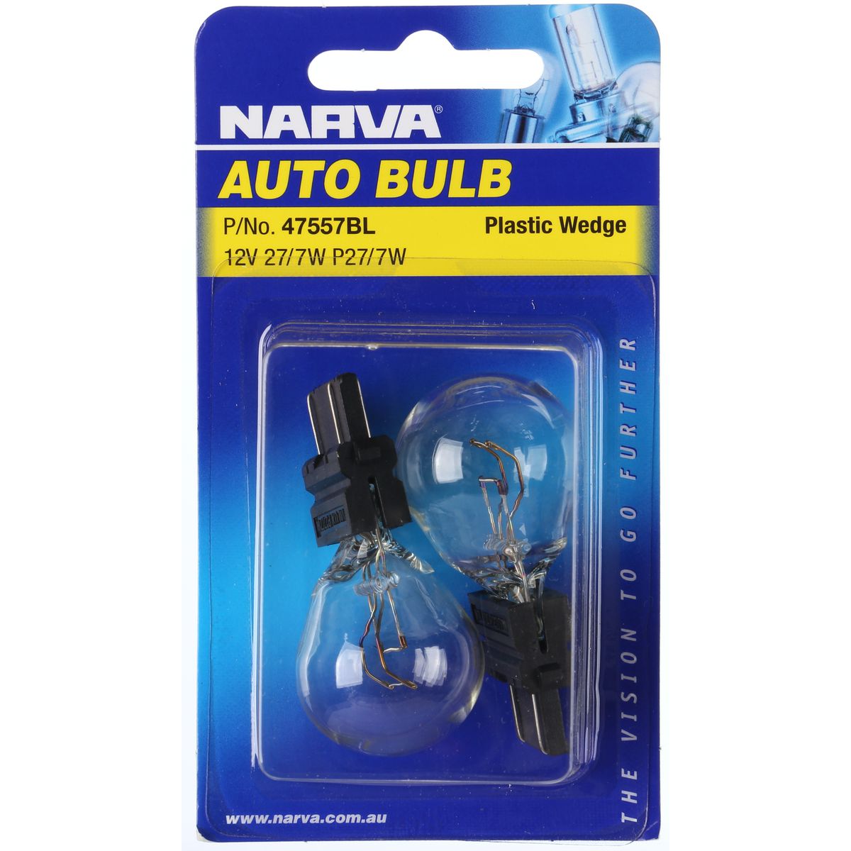 Narva Globes Wedge 12V 27/7W 2 Pack 7557BL