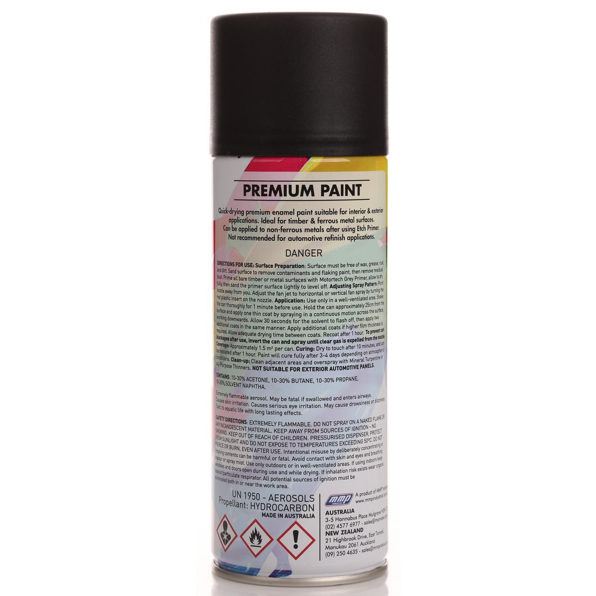 Motortech Aerosol Spray Enamel Matt Black 250g MT013