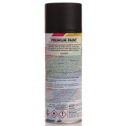 Motortech Aerosol Spray Enamel Matt Black 250g MT013