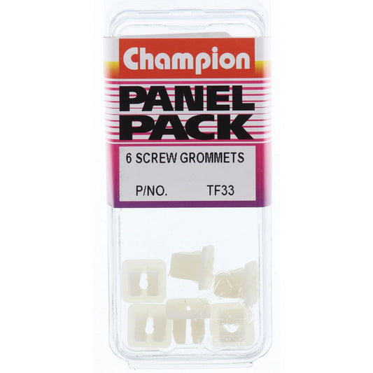 Champion Screw Grommet White 4.2mm Screw Size 7x7mm Hole 10x10mm Head 6Pk TF33