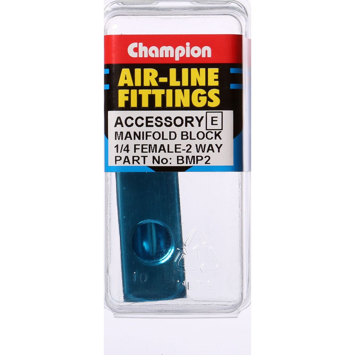 Champion Manifold Block 2 Way 1/4"" Female Aluminium Blue BMP2