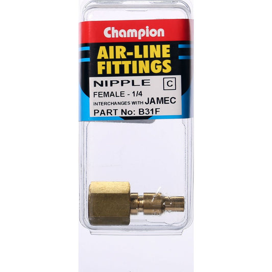 Champion Brass Nipple AS Series Female 1/4"" B31F