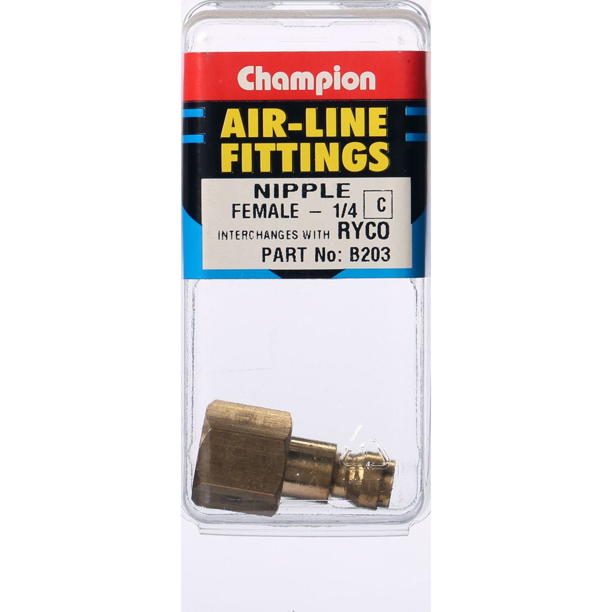 Champion Brass Nipple Female 1/4"" B203