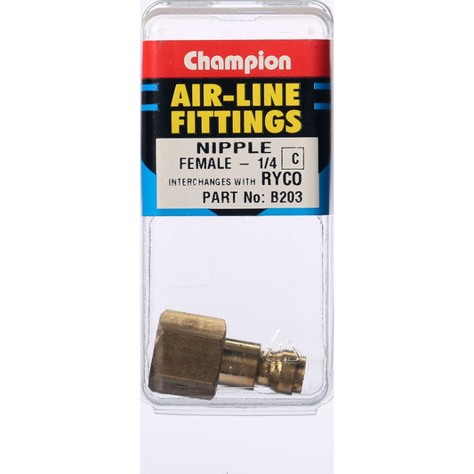 Champion Brass Nipple Female 1/4"" B203