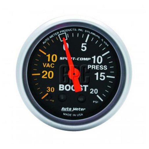 Autometer Sport-Comp 2-1/16in Boost/Vacuum Gauge 30in/Hg 20PSI Mechanical AU3301