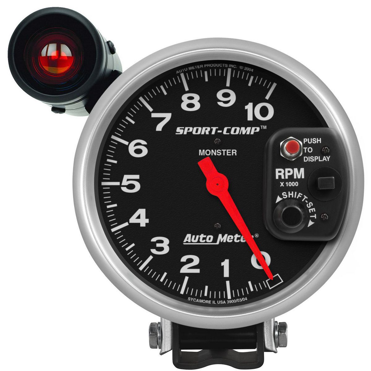 Autometer Sport-Comp 5in Tacho Gauge 10,000rpm Pedestal Mount w/Shift Light AU3904