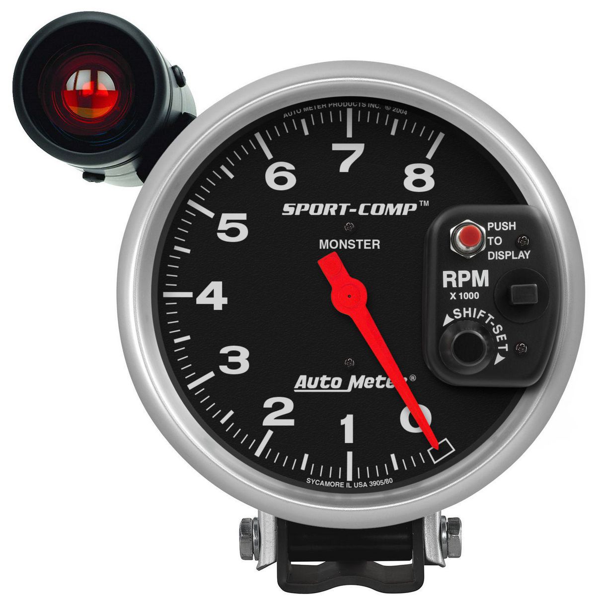 Autometer Sport-Comp 5in Tacho Gauge 8,000rpm Pedestal Mount w/Shift Light AU3905