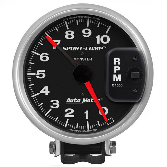 Autometer Sport-Comp 5in Tacho Gauge 10,000rpm Pedestal Mount w/Adjustable Pointer AU3900