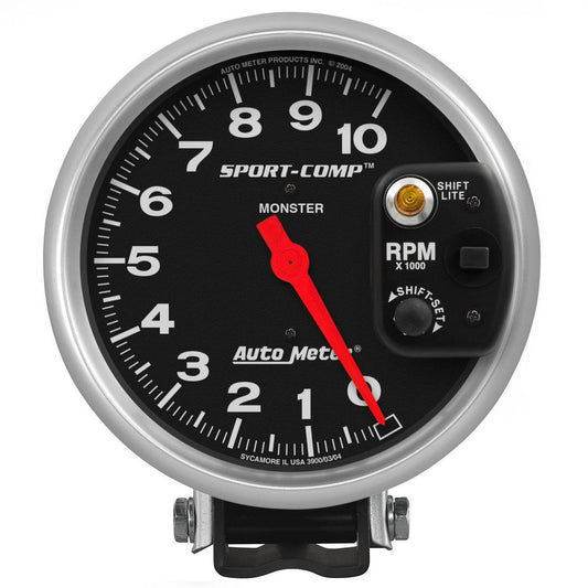 Autometer Sport-Comp 5in Tacho Gauge 10,000rpm Pedestal Mount w/Shift Light AU3903