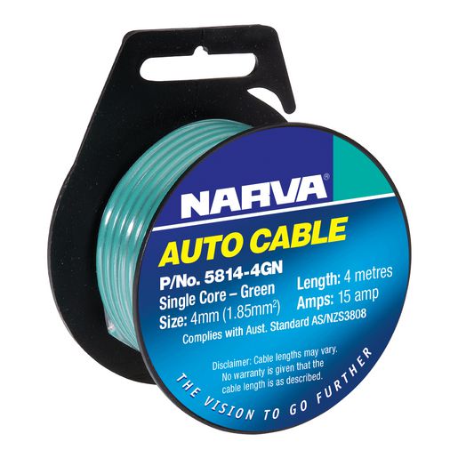 Narva Auto Cable 15A 4mm x 4m Green 5814-4GN