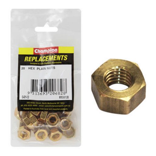 Champion Hex Nut Pack Plain HT M10 x 1.5mm 20Pk C431-22
