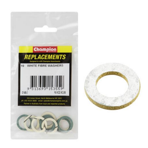 Champion Flat Fibre Washer White M16 x 22 x 2.00mm 10Pk C140-2