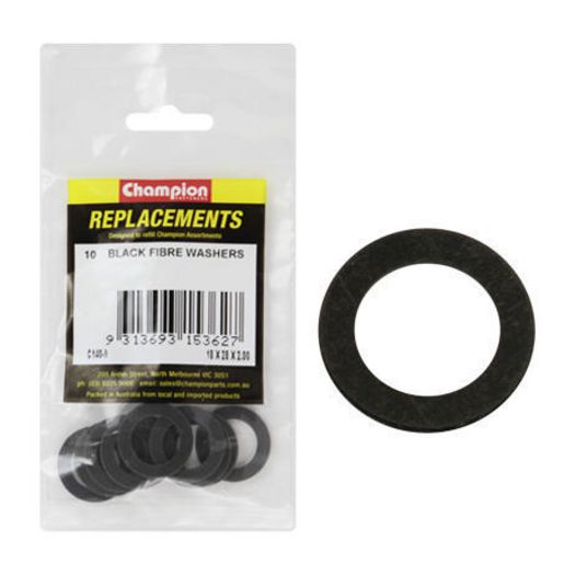 Champion Flat Fibre Washer Black M18 x 28 x 2.00mm 10Pk C140-9