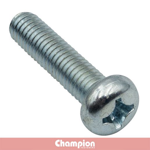 Champion Zinc Machine Screw Panhead Phillips M6 x 16mm 100Pk CMS19
