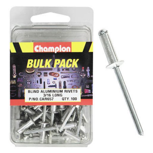 Champion Blind Rivet Aluminium Pack 4.8mm(3/16″) x 15mm 100Pk CAR657