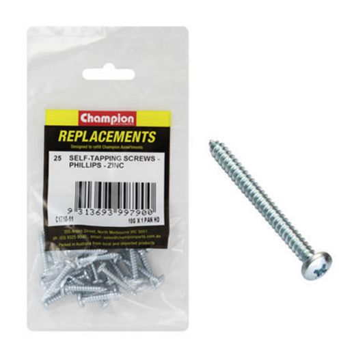 Champion Screw Self Tapp Panhead Phillips 4.8 x 25mm 25Pk C1710-11