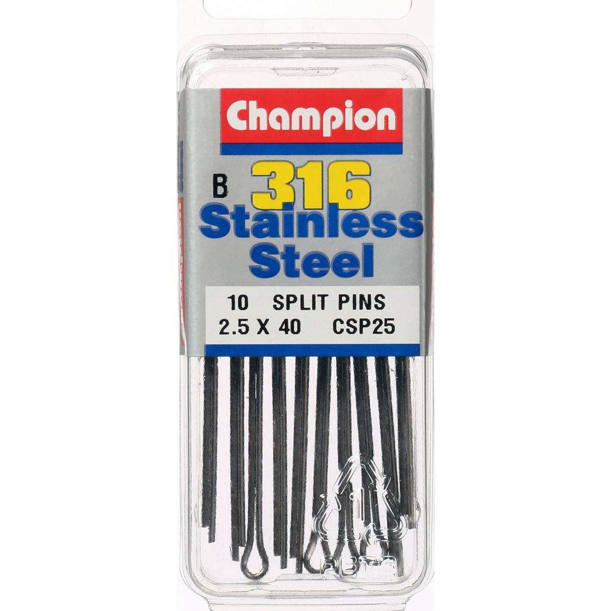 Champion Split Pin Stainless 2.5 x 40mm 10Pk CSP25