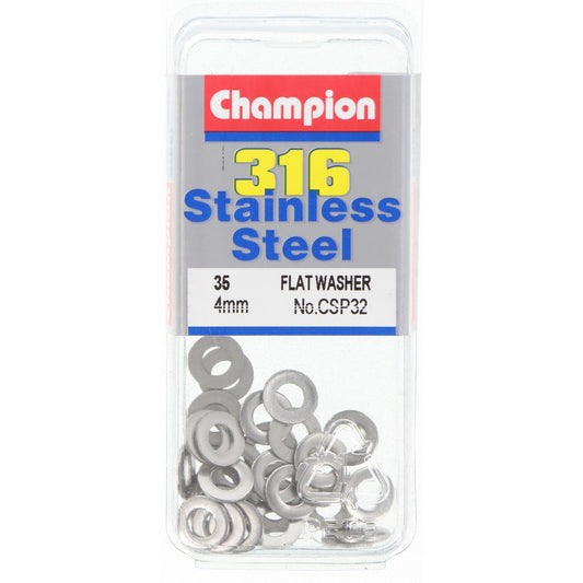Champion Flat Washer Stainless 4mm 35Pk CSP32