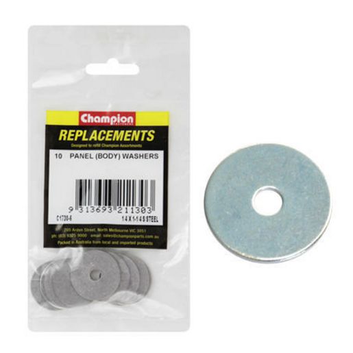 Champion Flat Stainless Steel Body Washer 1/4"" x 1-1/4"" 10Pk C1730-6