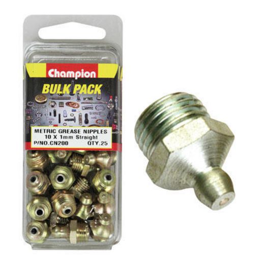 Champion Grease Nipple Straight M10 x 1.00mm 25Pk CN200