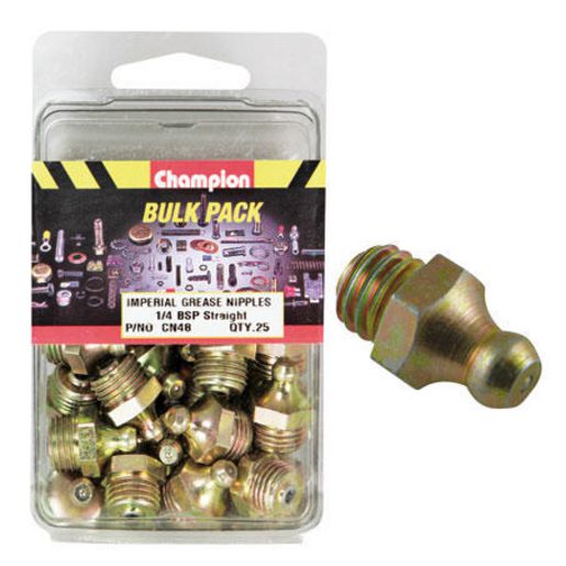 Champion Grease Nipple Straight 1/4"" BSP 25Pk CN48
