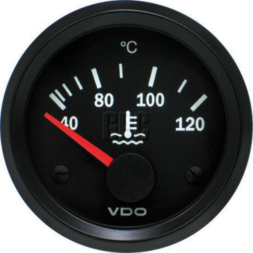 VDO Water Temperature Gauge Elec 40-120deg C 52mm Round 24V 310040002