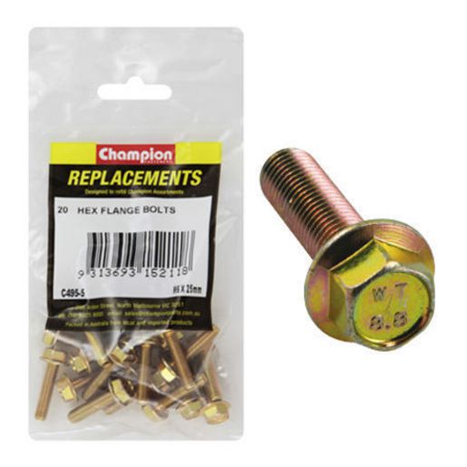 Champion Fasteners Hex Set High Tensile-Flanged-10Af-M6 X 25mm-Grade 8.8 Screws C495-5