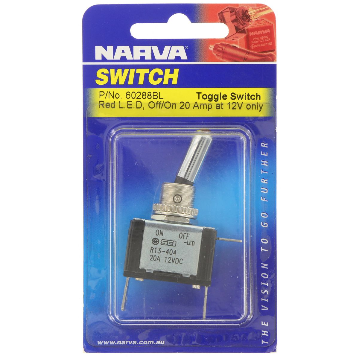 Narva Toggle Switch Red LED Metal On/Off 60288BL