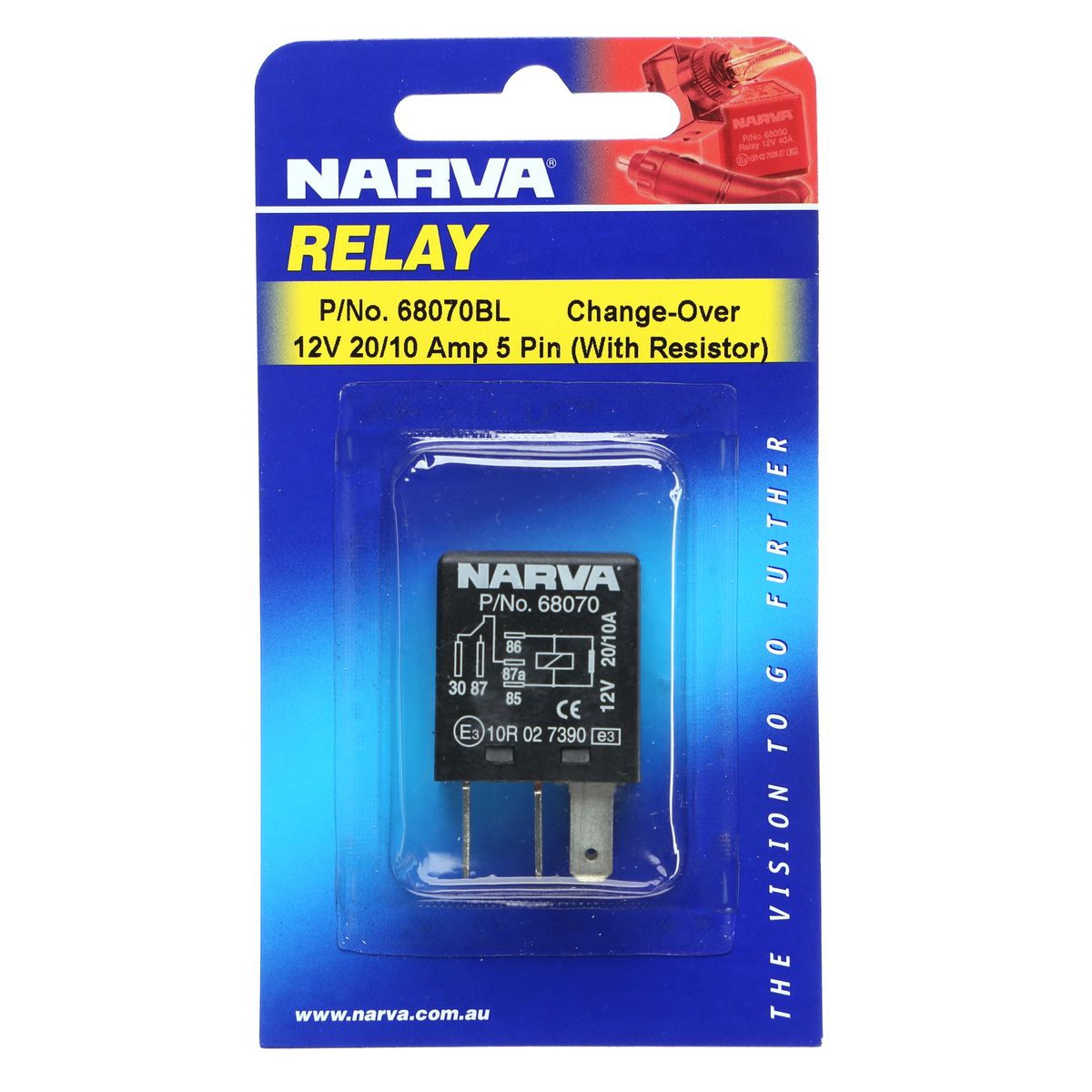 Narva Relay Change-Over With Resistor 12V 5 Pin 20A/10A 68070BL