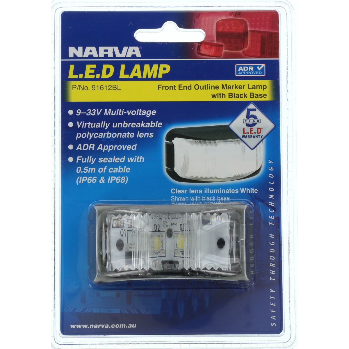 Narva LED Marker Lamp Black/Clear 91612BL