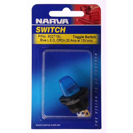 Narva Switch Toggle Illuminated On Off Blue 60271BL